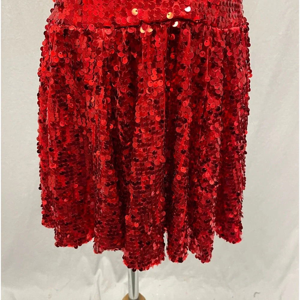 Weissman red sequin mesh dance dress size Youth small